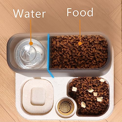  Automatic Pet Feeding Set, Small Dog And Cat Bowls For Food And Water, 1L Feeder And 2.8L Water Dispenser, Ideal For All Breed, 2-Pack（Grey）