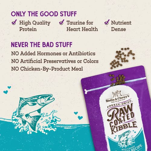  Stella & Chewy’s Raw Coated Premium Kibble Cat Food – Grain Free, Protein Rich Meals – Wild Caught Salmon Recipe – 5 Lb. Bag