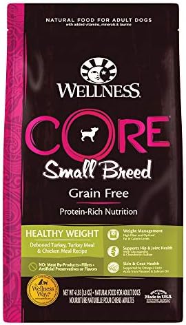  Wellness CORE Grain-Free High-Protein Small Breed Dry Dog Food, Natural Ingredients, Made In USA With Real Meat (Adult, Healthy Weight, 12-Pound Bag)