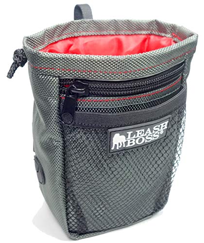  Leashboss Dog Treat Pouch For Training | Training Treat Pouches For Pet Training | Treat Bag For Dog Training | Portable Kibble Snack Container For Pets | Fanny Pack Waist Belt Transport On The Go