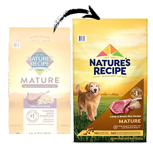  Nature′s Recipe Dry Dog Food, Mature Lamb & Brown Rice Recipe, 24 Lb. Bag