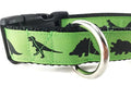  Dinosaur Dog Collar, Caninedesign, Green, T-Rex, Stegosaurus, Triceratops, 1 Inch Wide, Adjustable, Nylon, Medium And Large (Medium 13-19")