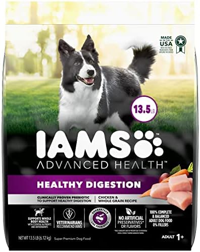  Iams Advanced Health Adult Healthy Digestion Dry Dog Food With Real Chicken, 13.5 Lb. Bag