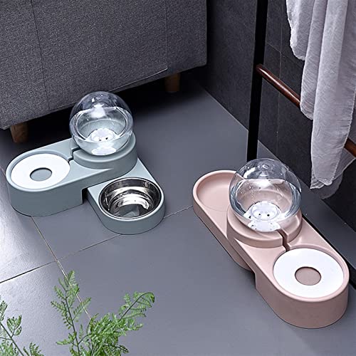  AACARB Cat Water Dispenser, 2 In 1 Dual-use Pet Dog Cat Automatic Water Dispenser With Stainless Steel Food Bowl For Dog Cat Water Bottle Container (Color : Blue No Steel Bowl)