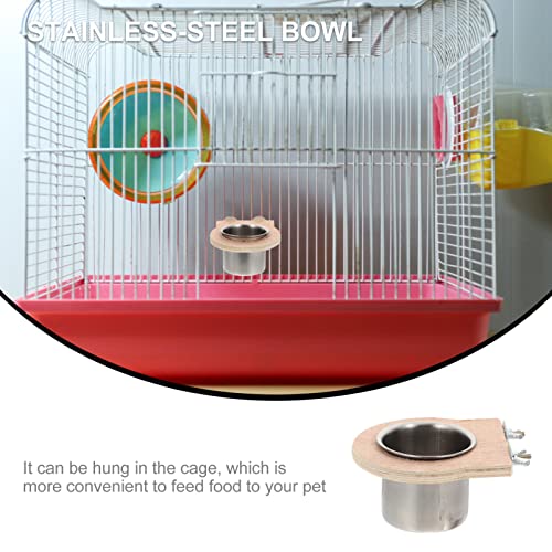  POPETPOP Glasses Bird Cage Bird Parrot Feeding Cups Bowls: Stainless Steel Food Water Bowls Dish For Small Animal Chinchilla Ferret Cockatiel Conure 2pcs Stainless Steel Drinking Food Containers