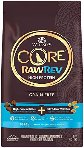  Wellness CORE RawRev Grain-Free Dry Dog Food, Natural Ingredients, Made In USA With Real Freeze-Dried Meat (Adult, Healthy Weight, 4 Lbs)