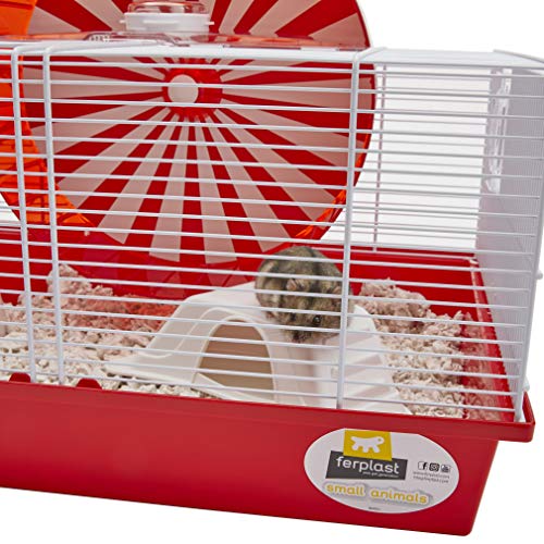  Ferplast "Coney Island Theme Modular Hamster Cage Featuring XXL 11.75-Inch Diameter Exercise Wheel, Includes All Accessories, 19.7L X 13.8W X 9.8H Inches,