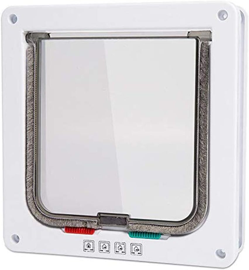 GENERIC Door M Size Cat Flap Door With 4 Way Lock Security Flap Door For Dog Cat Kitten Small Gate Door Kit Cat Door 2Pcs White