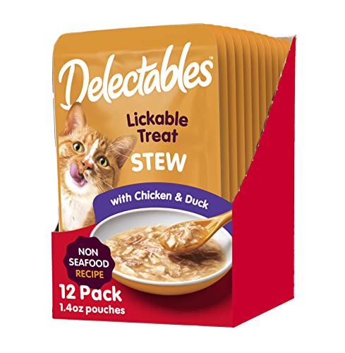  Hartz Delectables Non-Seafood Stew Lickable Wet Cat Treats, Chicken & Duck, 1.4 Ounce (Pack Of 12)