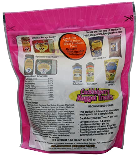  Farmers' Helper Cackleberry Nugget Treat For Chickens, Turkeys, Peafowl, Guinea Fowl, Geese, Pheasants And Ducks, 27 Ounce