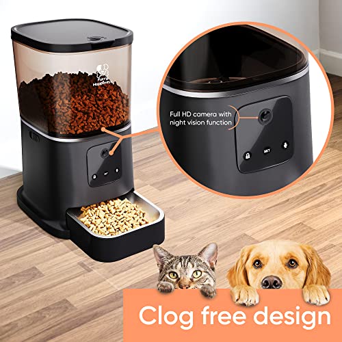  Automatic Cat Feeder With HD 1080 Camera Wi-Fi Smart Pet Feeder 6L Dog Cat Food Dispenser Smarter App Control Programmable Meal- Schedule Feeding Smart Pet Dry Food Feeders For Small-Medium Pets