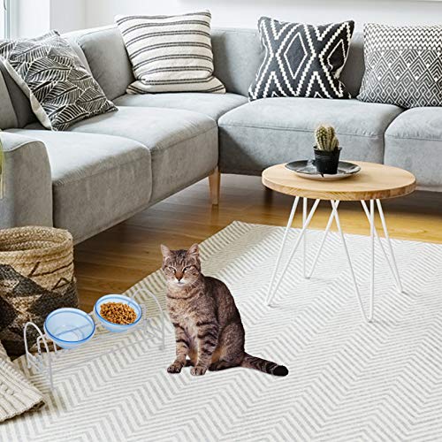  POPETPOP Puppy Water Bowl Double Cat Bowls With Iron Stand Glass Dog Bowls Raised Pet Bowls Food Water Dish Feeder No Spill Non-Skid For Puppy Kitten Glassine