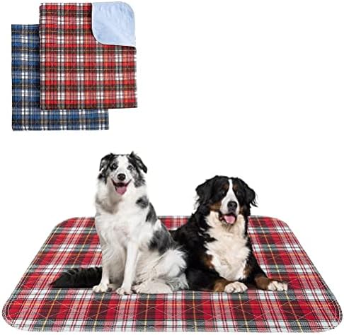  KOOLTAIL Washable Pee Pads For Dogs - Waterproof & Non-Slip Plaid Puppy Potty Training Pads, Reusable Whelping Pads, Dog Food Feeding Mat,Blue & Purple & Brown