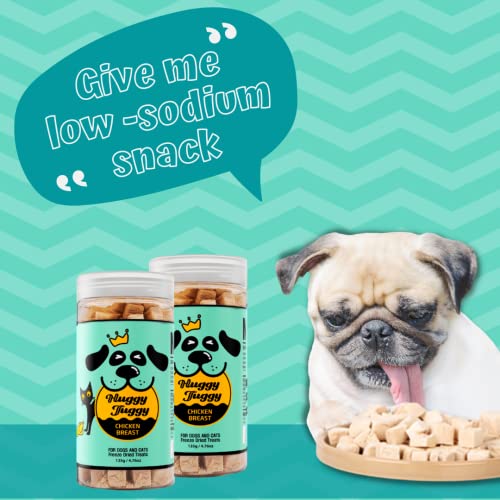  Huggy Tuggy Freeze Dried Chicken Breast Treats For Dog And Cat - Natural Single Ingredient Pet Food Pet Treat, High Protein - No Fillers, Preservatives, Or Additives, Gluten Free - 4.76 Oz