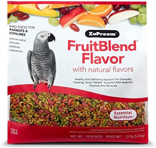  ZuPreem FruitBlend Flavor Pellets Bird Food For Parrots And Conures, 17.5 Lb - Daily Blend Made In USA For Caiques, African Greys, Senegals, Amazons, Eclectus, Small Cockatoos