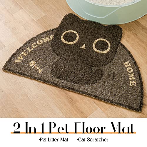 GENERIC Cat Litter Trapping Mat 23.6"x 15" For Cat Litter Box, Bathroom Mat, Bedroom Mat, Soft On Paws, Easy To Clean, Durable Cat Dog Bath Mat, Ripple Rug For Pet (Black Cat)