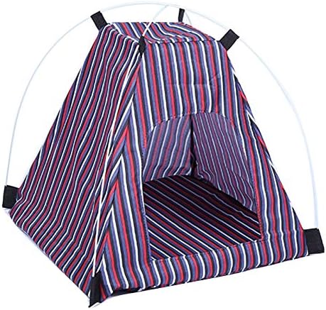  SONGBIRDTH Removable Washable Dog Cat Kennel Foldable Striped Pattern Cattery Pet Tent Nest,Breathable Cotton Blend,Removable Easy To Clean Yellow