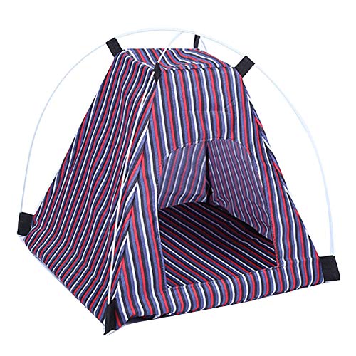  SONGBIRDTH Removable Washable Dog Cat Kennel Foldable Striped Pattern Cattery Pet Tent Nest,Breathable Cotton Blend,Removable Easy To Clean Yellow