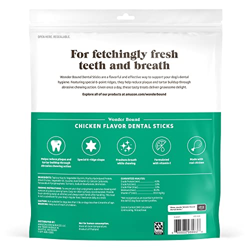  Amazon Brand - Wonder Bound Dog Dental Sticks, Chicken Flavor, Large, 40 Count, 35 Oz
