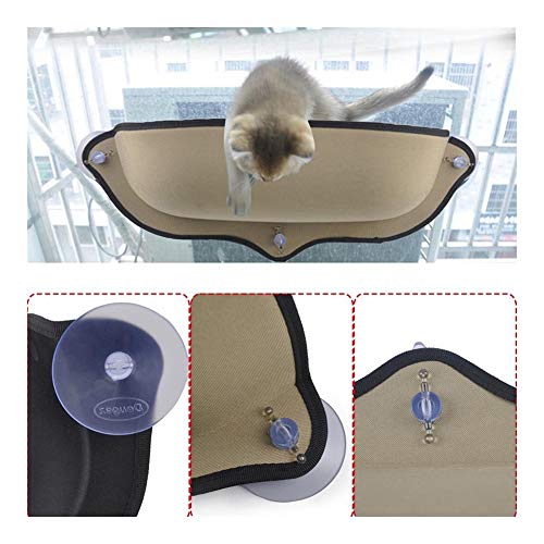  YangYan Cat Window Hammock With Strong Suction Cups Pet Kitty Hanging Sleeping Bed Comfortable Warm Ferret Cage Cat Shelf Seat Beds (Color : Black)