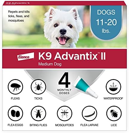  K9 Advantix II Medium Dog Vet-Recommended Flea, Tick & Mosquito Treatment & Prevention | Dogs 11-20 Lbs. | 2-Mo Supply