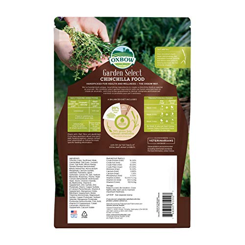  Oxbow Animal Health Garden Select Chinchilla Food, Garden-Inspired Recipe For Chinchillas Of All Ages, No Soy Or Wheat, Non-GMO, Made In The USA, 3 Pound Bag
