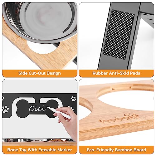  LOOBANI Elevated Dog Bowls For Large Dogs, Adjustable 9 Heights From 5.5" To 21.3" With Two 1.5L Stainless Steel Dog Food Bowls, 9°Tilted Easy Install Raised Dog Bowl Stand For Medium Large Dog