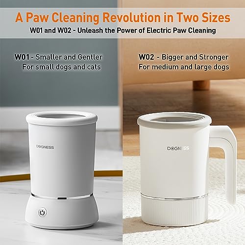  DOGNESS Automatic Dog Paw Cleaner, Electric Paw Washer For Dogs Portable Paw Cleaner Cup, Dog Foot Cleaning Machine USB Rechargeable, Designed For Medium To Large Dogs (White)