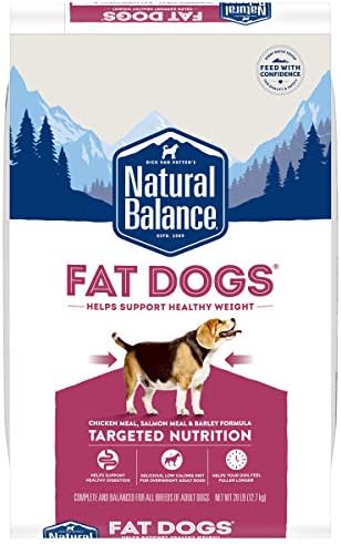  Natural Balance Fat Dogs Low Calorie Dry Dog Food Chicken Meal, Salmon Meal, Garbanzo Beans, Peas & Oatmeal, 5 Pounds (Packaging May Vary)