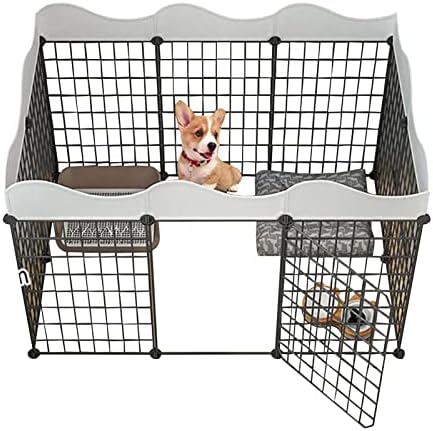  Indoor Dog/Puppy Playpen - Pet Playpen | Small Animal Cage | Christmas Tree Fence | Portable Metal Yard Fence Small Animal Exercise Pen Yard Kennel Portable Metal Yard Fence Small Animal Exercise