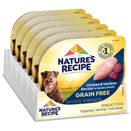  Nature’s Recipe Grain Free Wet Dog Food, Chicken & Venison Recipe, 2.75 Ounce Cup (Pack Of 12)