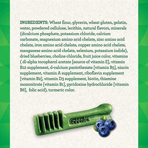  GREENIES TEENIE Natural Dog Dental Care Chews Oral Health Dog Treats Blueberry Flavor, 12 Oz. Pack (43 Treats)