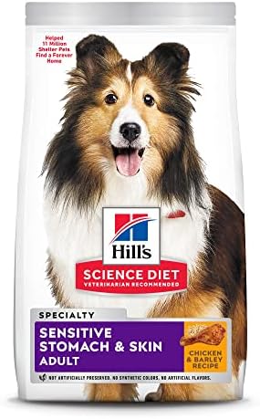  Hill's Science Diet Dry Dog Food, Adult, Sensitive Stomach & Skin, Chicken & Barley Recipe, 4 Lb. Bag
