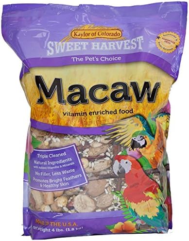  Sweet Harvest Macaw Bird Food, 4 Lbs Bag - Seed Mix For Macaw Parrots