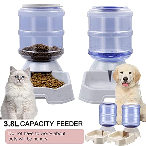  AYENCI Cat Automatic Water, 3.8L Dog Bowl Automatic Cat Feeder Large Capacity Pet Bowl Water Bottle For Cat Food Dish Water Dispenser Pet Feeding Supplies (Color : Green Food Feeder)