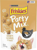  Purina Friskies Party Mix Cat Treats, Gravy-Licious Crunch With Chicken & Gravy Flavors, Crunchy Cat Treats For Adult Cats, 6 Ounce Resealable Pouch (8)