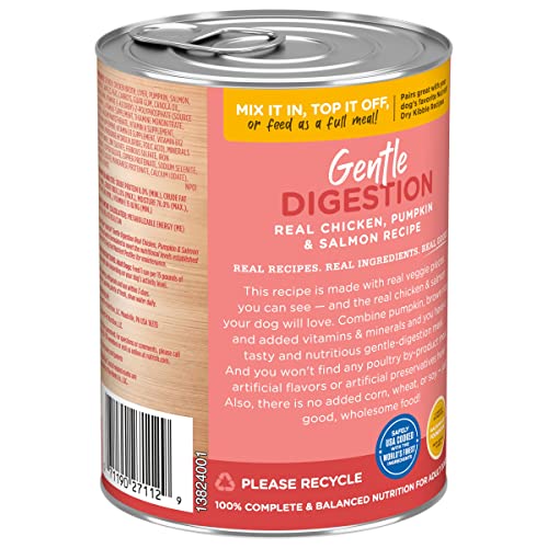  Rachael Ray Nutrish Gentle Digestion Wet Dog Food, Real Chicken, Pumpkin & Salmon, 13 Ounce Can (Pack Of 12)