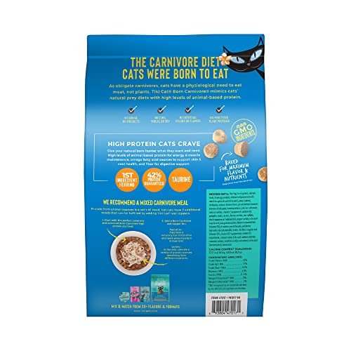  Tiki Cat Born Carnivore High Protein, Herring & Salmon Meal, Grain-Free Baked Kibble To Maximize Nutrients, Dry Cat Food, 2.8 Lbs. Bag