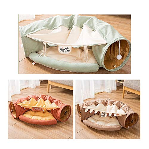  YangYan Cat Bed Tunnel Collapsible Removeable Cat Tunnel Tube Pet Interactive Play Toys With Plush Balls For Cat Puppy (Color : Gold)