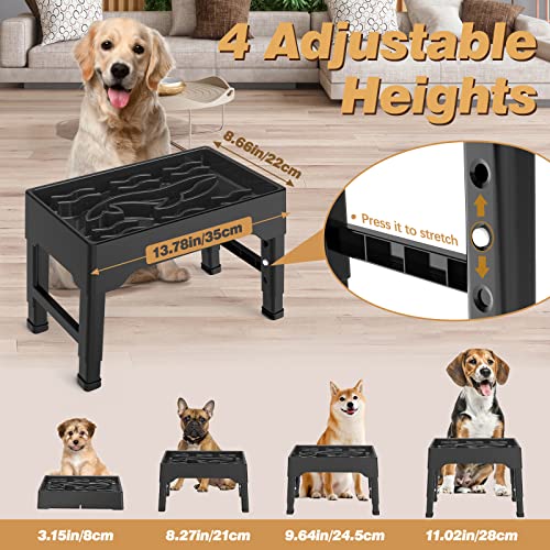  Tivray Elevated Slow Feeder Dog Bowls For Large Dogs, 2.2L Large Capacity Raised Slow Feeder Dog Bowls With 4 Adjustable Heights, Non-Slip Dog Food Bowl Stand Slow Eating Bowl Prevents Choking, Black