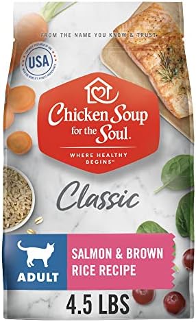  Chicken Soup For The Soul Pet Food - Adult Dry Cat Food, Salmon & Brown Rice Recipe, 4.5 Lb. Soy, Corn & Wheat Free, No Artificial Flavors Or Preservatives