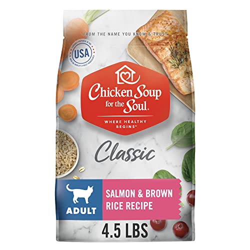  Chicken Soup For The Soul Pet Food - Adult Dry Cat Food, Salmon & Brown Rice Recipe, 4.5 Lb. Soy, Corn & Wheat Free, No Artificial Flavors Or Preservatives