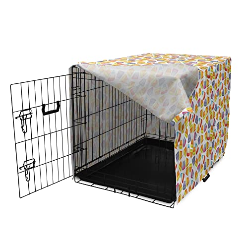 Lunarable Candy Corn Dog Crate Cover, Repetitive Pattern Of Colorful Food Halloween Print For Entertainment, Easy To Use Pet Kennel Cover For Small Dogs Puppies Kittens, 18 Inch, White And Multicolor