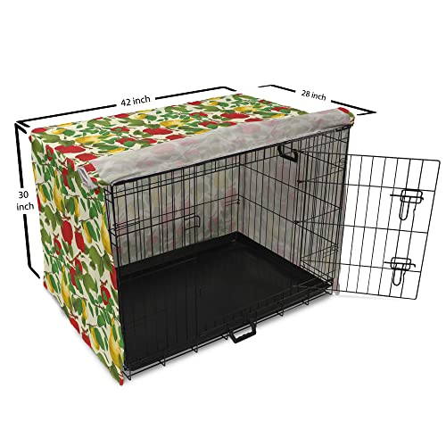  Lunarable Fruit Dog Crate Cover, Repetitive Pattern Of Pear And Apple Branches With Leaves Blooming Organic Foods, Easy To Use Pet Kennel Cover For Small Dogs Puppies Kittens, 42 Inch, Multicolor