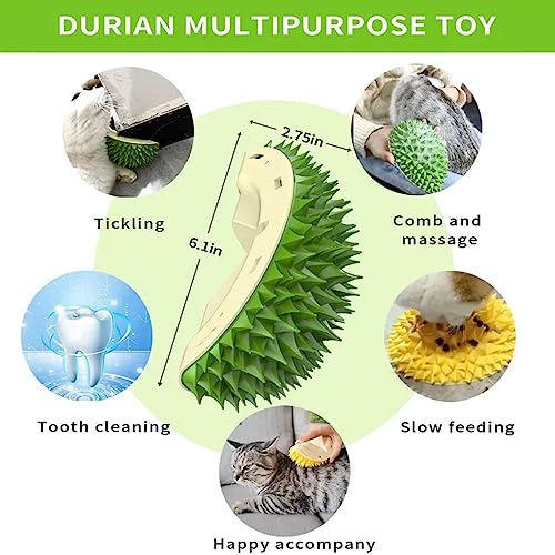  DENGWANG Durian Multifunctional Toys, Durian Cat Scratcher, Durian Shell Cat, Cat Durian Shell, Massaging And Removing Floating Hair Cat Dog Mint Toys (2PCS Green)