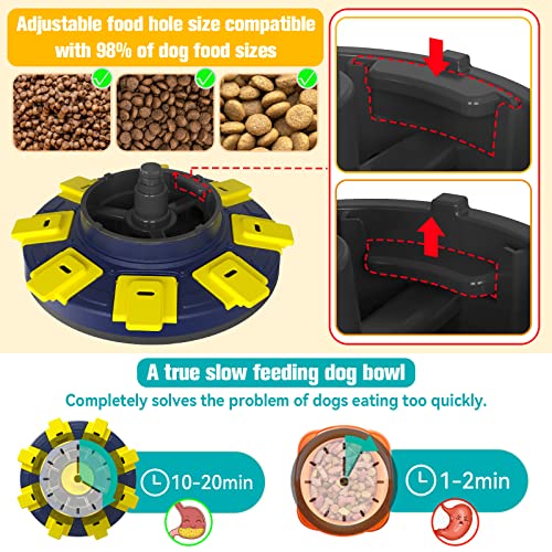  Kubatis Dog Rotating Puzzle Toys Level 3 2 1, Dog Treat Puzzle Slow Feeder, Interactive Enrichment Toys For Large/Medium/Small, Dog Food Dispenser For Boredom And Mental Stimulation.(Dark Blue)