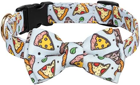  Gyapet Dog Collar For Large Dogs Medium Bowtie Detachable Adjustable Cute Cartoon Quick Release Snap Pizza L