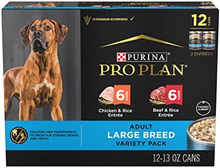  Purina Pro Plan Gravy Wet Dog Food For Large Dogs, Large Breed Beef And Rice Entree - (12) 13 Oz. Cans