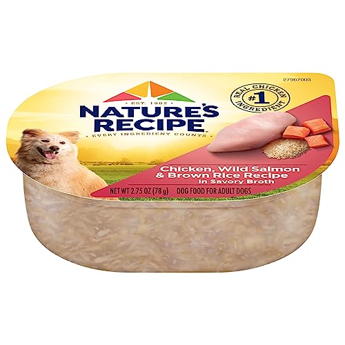  Nature's Recipe Wet Dog Food, Chicken & Wild Salmon In Broth Recipe, 2.75 Ounce Cup (Pack Of 12)