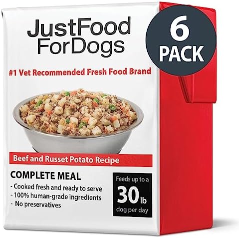  JustFoodForDogs Pantry Fresh Dog Food, Human Grade Lamb & Brown Rice (12 Pack)